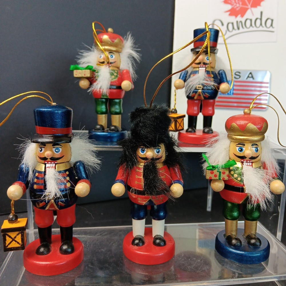 Wooden Nutcracker Christmas Ornaments Custom Set of 5, 4 Inch Tall CN